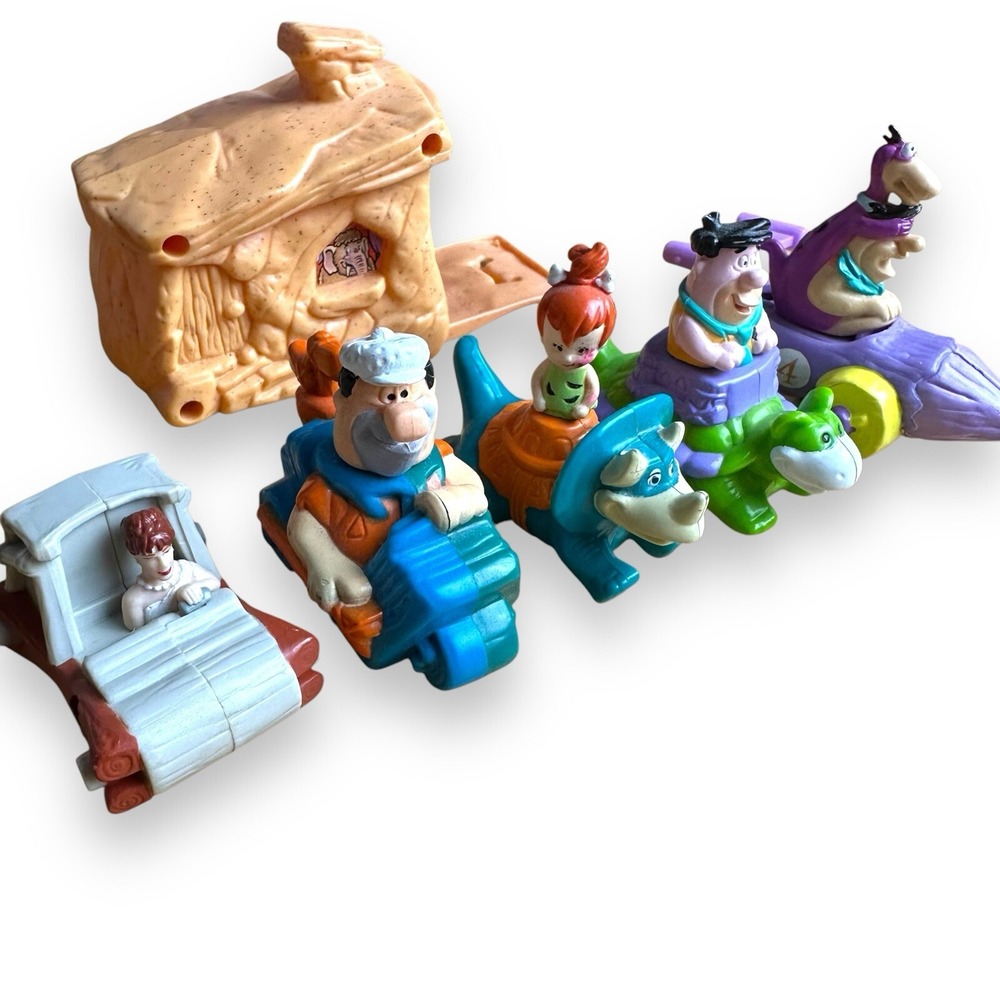 Vintage Lot The Flinstones Toy Car Racer Pebbles Dino‎ Fred Wilma McDonald's 90s